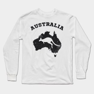 Australia Kangaroo Vintage Patriotic Map Long Sleeve T-Shirt